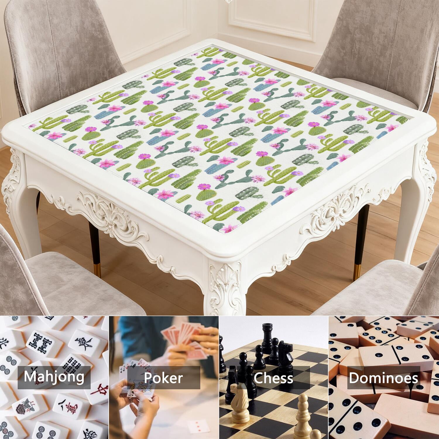 Square Plants Mahjong Playing Mat 31.5x31.5 Inches Made of High Quality Rubber Featuring Anti-Slip Non-Slip Backing and Noise Reduction for Tiles Cards Board Games
