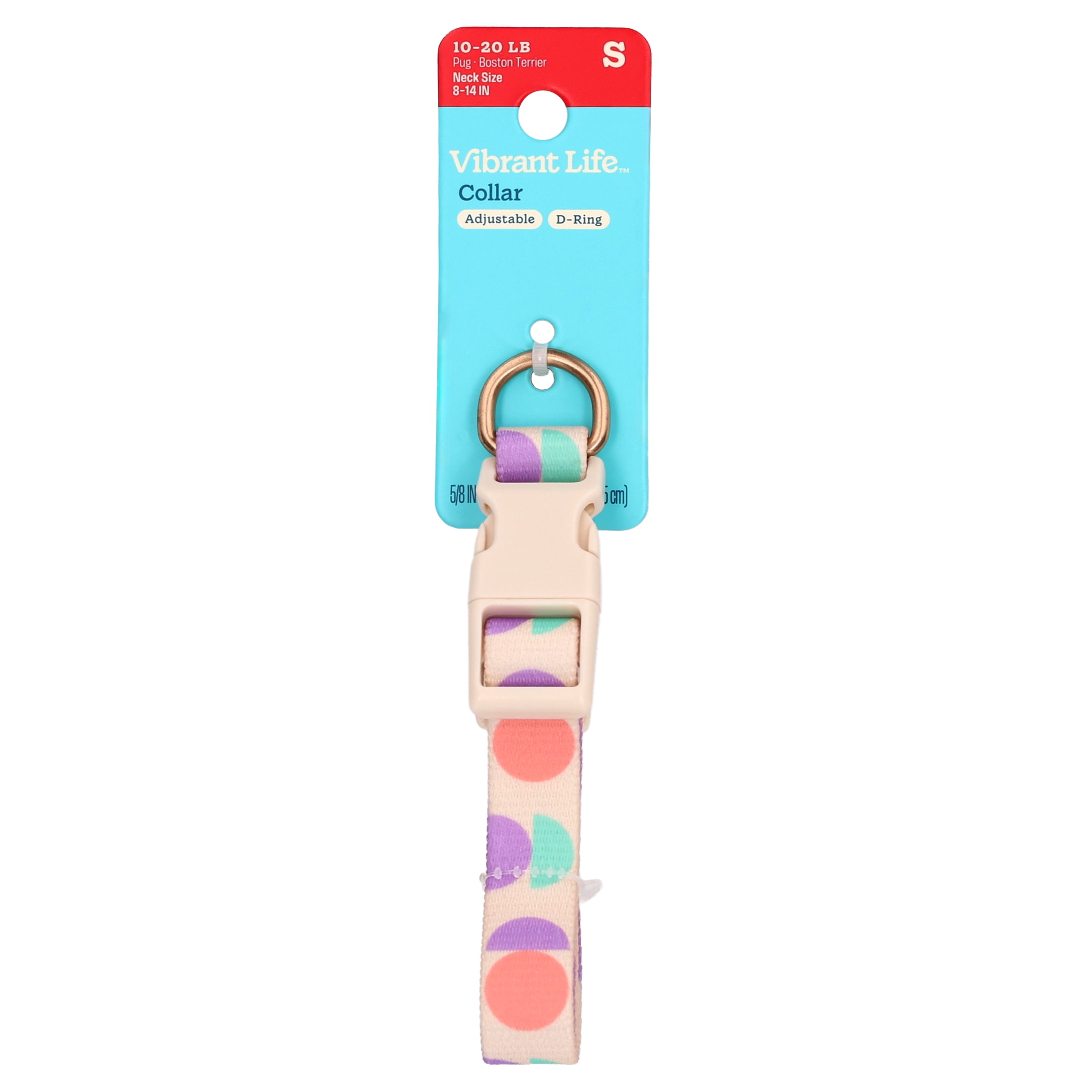 Vibrant Life Adjustable Fashion Dog Collar, Multicolor Abstract Geometric, Small