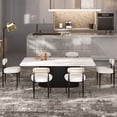 thumbnail image 6 of Morden Fort 71" Dining Table Set for 4, White Marble Top Dining Table with 6 Armless White Boucle Chairs for Kitchen, Dining Room, Restaurant, Conference Room, 6 of 9