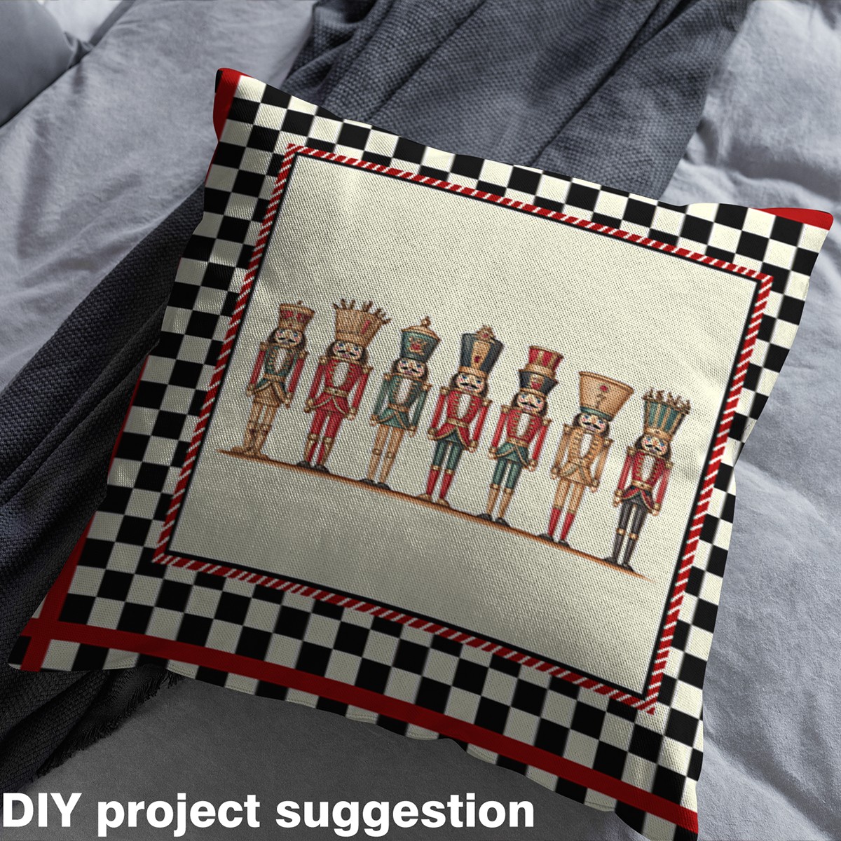 jejeloiu Nutcracker Soldier Fabric by the Yard 3 Yards,Merry Cheritmas Sewing Fabric,Vintage Geometric Plaid Fabric for Sewing For Child,Luxury Bedroom Decor