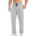 thumbnail image 4 of Eltusu Men's Athletic Pants Open Leg, Running Drawstring Straight Legs Elastic Waistband Workout Pants Gray Size S, 4 of 8