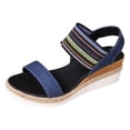 thumbnail image 2 of Tdoqot Wedge Sandals for Women- Comfortable Casual Beach Summer Espadrilles Sandals Dark Blue Size 5.5, 2 of 9