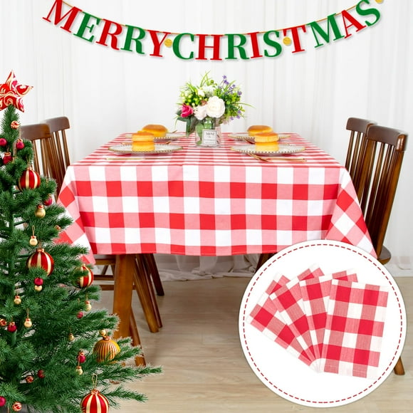 Mantel ShinyBeauty, 54 x 54 pulgadas, rojo y blanco a cuadros, paquete de 4