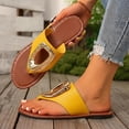 thumbnail image 3 of GERsome Thong Sandals for Women Summer Slip On Flats Beach Slide Sandals Dressy Comfort Travel Vacation Flip Flops, Yellow Size 7.5, 3 of 7