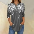 thumbnail image 2 of Ruimatai Women's 3/4 Sleeve Button Down Top Color Block Printed Blouse Fashionable Round Neck Casual Shirt, 2 of 5