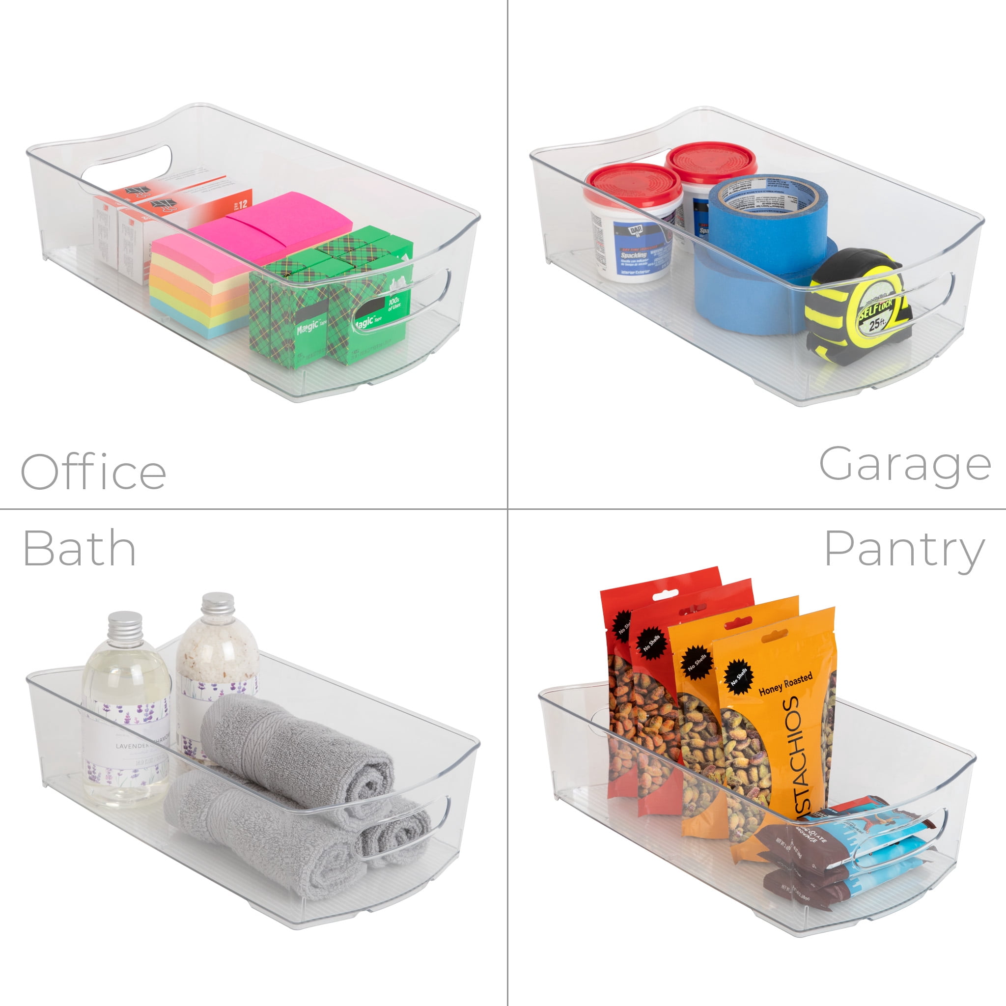 Smart Design Stackable Clear Refrigerator Storage Bin with Handle - 8 pack - 8 x 14.5 inch