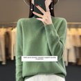 thumbnail image 3 of Suéter de lana para mujer, otoño e invierno, suéter de cuello alto medio sin costuras, camisa de punto con parte inferior, 3 of 6