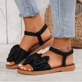 thumbnail image 2 of Pandaie Flat Sandals for Women Open Toe Bowknot Summer Beach Shoes Ankle Strap Comfortable Orthopedic Cork Footbed Slides Black 8.5, 2 of 9