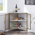 thumbnail image 2 of VECELO Corner Cabinet/Table, 3-Tier Shelves with Protection Door, Metal Frame Storage Shelf Organizer for Small Space, Living Room, Kitchen, Bathroom, Set of 1, Gold, 2 of 7