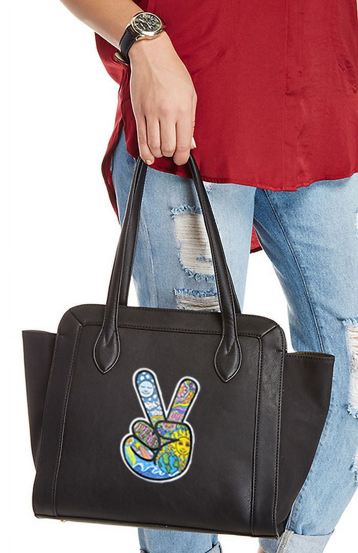 Dan Morris, Peace Hand Patch - High Thread Rayon Iron-on/Sew-on Extra Large - 9 Inch, Multicolor