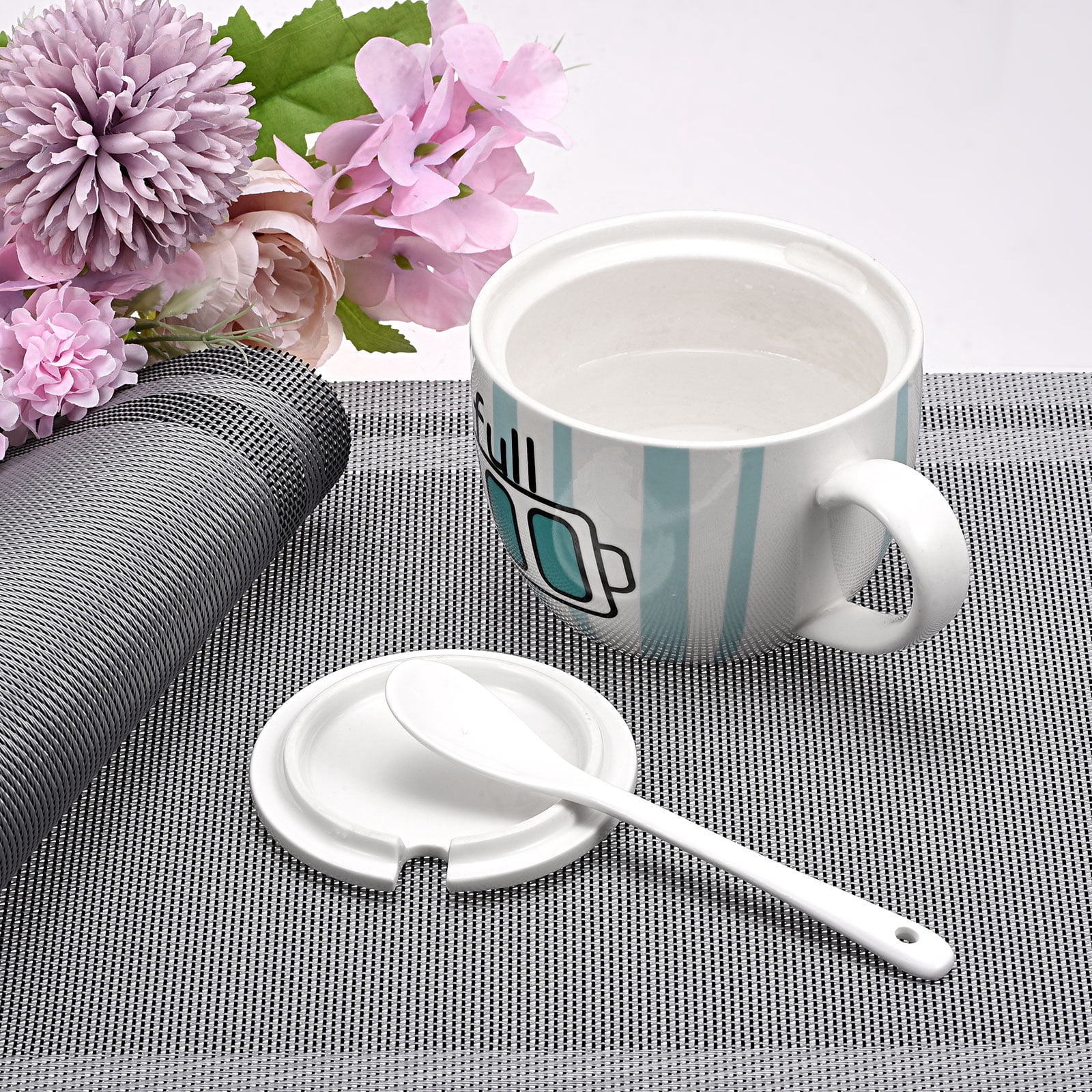 Unique Bargains Durable Square PVC Washable Woven Table Mats for Restaurant Use Silver
