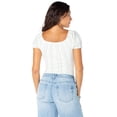 thumbnail image 2 of Celebrity Pink Women's Square Neck Ruffle Trim Puff Sleeve Bodysuit, Sizes XS-XXXL, 2 of 6