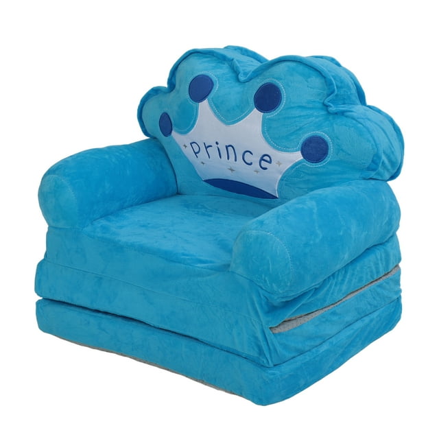 Adorable Cartoon Animal Shape, Kindergarten Reading Lady Sofa Blue for Reading, TV Watching, Resting, Foldable with Convenient Storage, Ideal for School, Home