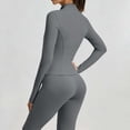 thumbnail image 4 of vdgthytj Workout Sets for Women 2 Piece Full Zip Stand Collar Cropped Jacket High Waist Flare Pants Gym Yoga Outfits(XX-Large,Gray), 4 of 6