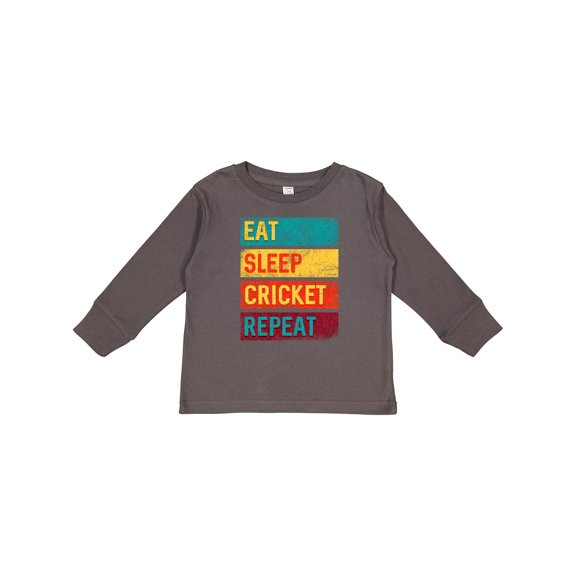 Inktastic Cricket Sports Eat Sleep Cricket Repeat Boys or Girls Long Sleeve Toddler T-Shirt