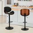thumbnail image 4 of Costway Set of 2 Bentwood Barstool Mid-Century Adjustable Swivel PU Leather Curved Back, 4 of 12