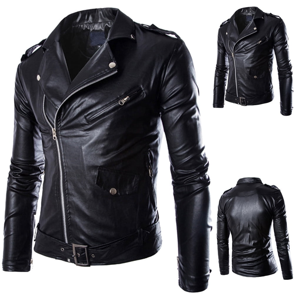 LYXSSBYX Winter Jackets for Men Clearance Fashion Men's Autumn Winter Casual Leather Zipper Long Sleeve Jacket Coat Tops