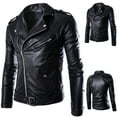 thumbnail image 2 of JLFKNG Men's Casual Shirt Jacket Fashion Motorcycle Riding Leather Jacket Windproof Rainproof Simple Solid Color Zipper Up Casual Jackets For Men Comfy Mens Clothing, 2 of 7