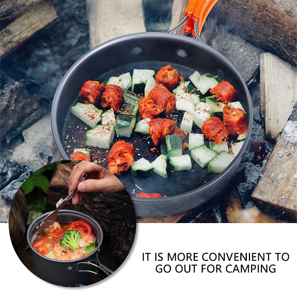YETO Camping Cookware Set Hard-Anodized Aluminum Foldable Backpacking  Camping Pots and Frying Pans Cooking Camp Kitchen Camping Mess Kit  Eco-Friendly