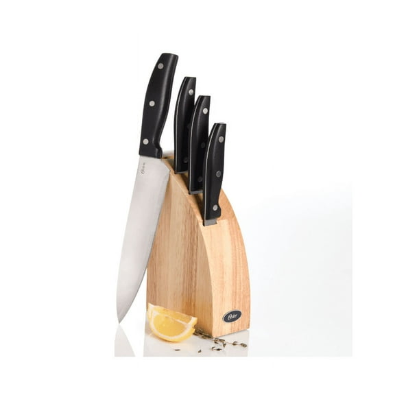 Oster 62377.05 5 Piece Granger Cutlery Set with Halfmoon Natural Wood Block
