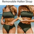 thumbnail image 2 of CUPSHE Bikini Set for Women Two Piece Swimsuit Bandeau Top Back Tie Mid Waisted Bottom with Removable Shoulder Straps, 2 of 6