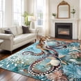 thumbnail image 2 of 5'x8' Area Rugs, Coastal Octopus Indoor Outdoor Area Rug for Living Room Bedroom, Vintage Teal Nautical Beach Botanical Washable Bathroom Rugs Kitchen Floor Carpet Mats Home Decor Aesthetic, 2 of 8