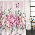 thumbnail image 3 of Watercolor Pink Floral Waterproof Fabric Shower Curtain,Spring Romantic Roses Butterfly Waterproof Fabric Shower Curtain for Bathroom Curtains Bathtubs Shower Curtains with 12 Hooks Small 36x78in, 3 of 8