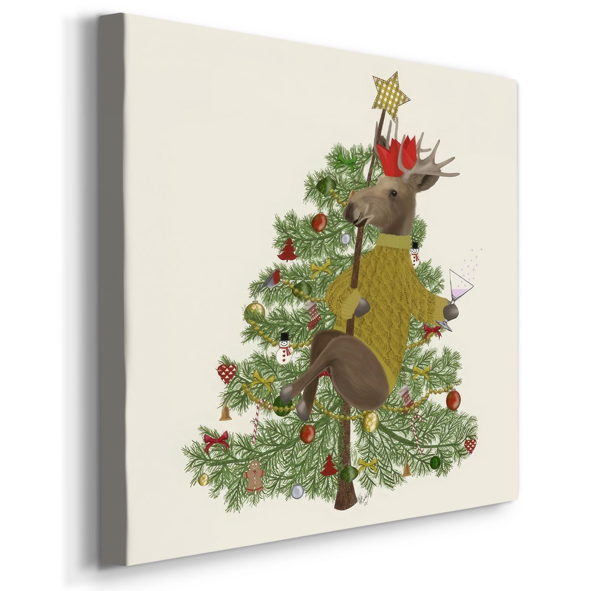 Moose Christmas Pole Dance- Gallery Wrapped Canvas