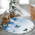thumbnail image 4 of Blue White Floral Round Area Rug 4ft, Ombre Tulips Modern Art Spring Washable Non-Slip Circle Rugs for Bedroom Living Room Kitchen, Soft Non Shedding Circle Carpet for Dining Room Dorm, 4 of 9