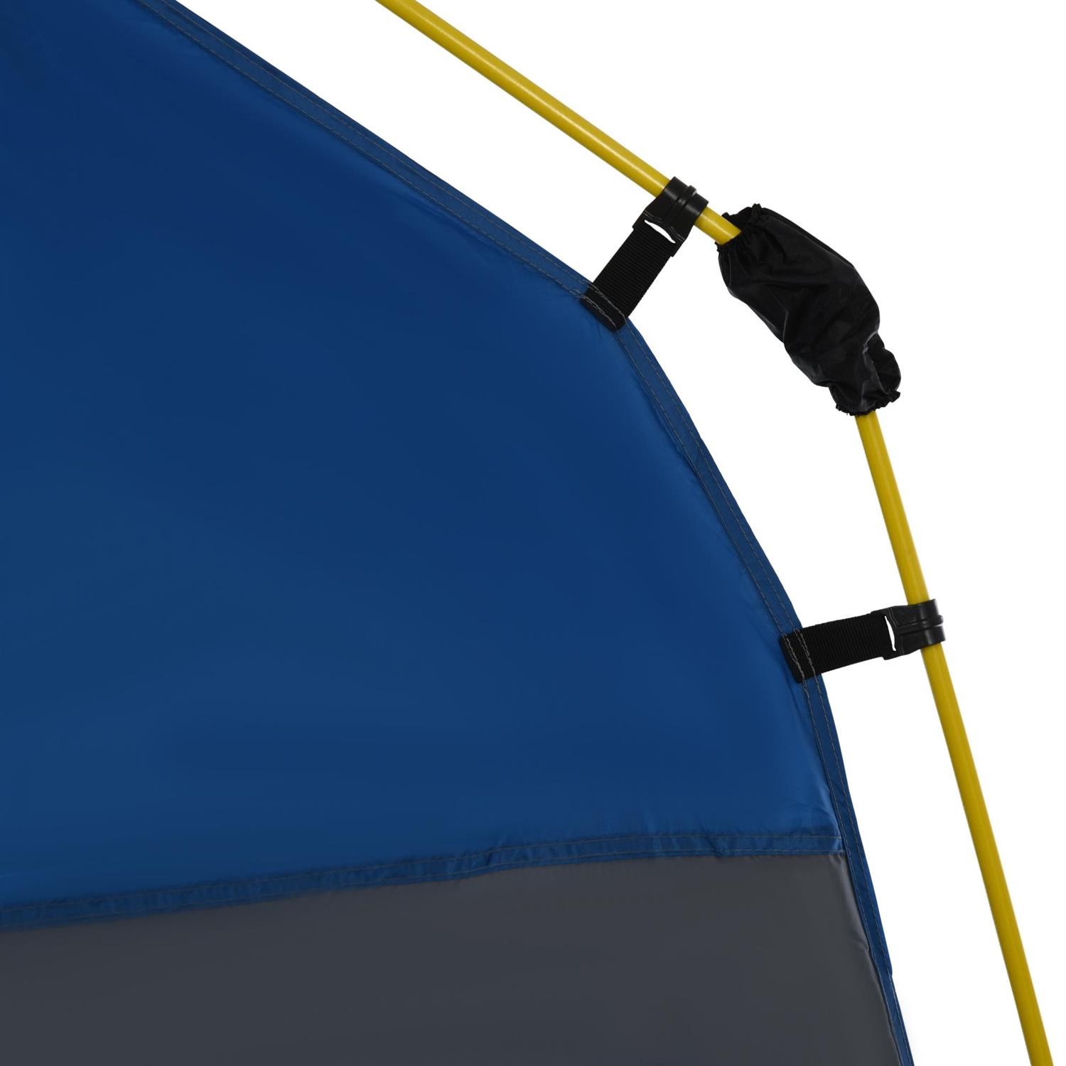 Demi Bonn 4-Person Pop Up Camping Tent, Automatic Hydraulic Quick Setup Family Travel Tent with Windows, Doors & Carry Bag, Blue