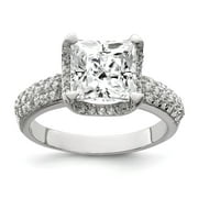 Sterling Silver Square Cubic Zirconia Ring - Ring Size: 6 to 8