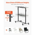 thumbnail image 4 of VEVOR Folding Chair Rack, 800 LBS Capacity, Heavy-duty Chair Cart for 84 Chairs/ 12 Tables+42 Chairs, Dual-layer Chair Storage Dolly with Rubber Wheels and Holders, Large Chair Holder, Matte Black, 4 of 10
