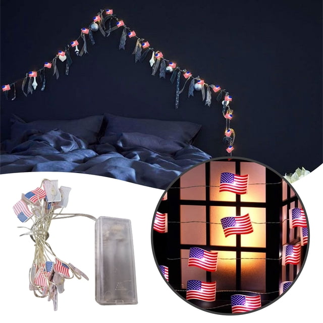 Boreal Craft Short Strand Christmas Lights Wire 100 Mini Lights Christmas Lights Incandescent Outdoor Independence Day LED String Lights Flag Lights Battery Powered String Lights Bedroom