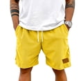 thumbnail image 6 of Mens Lightweight Corduroy Shorts Elastic Waist Drawstring Casual Summer Shorts Yellow L, 6 of 6