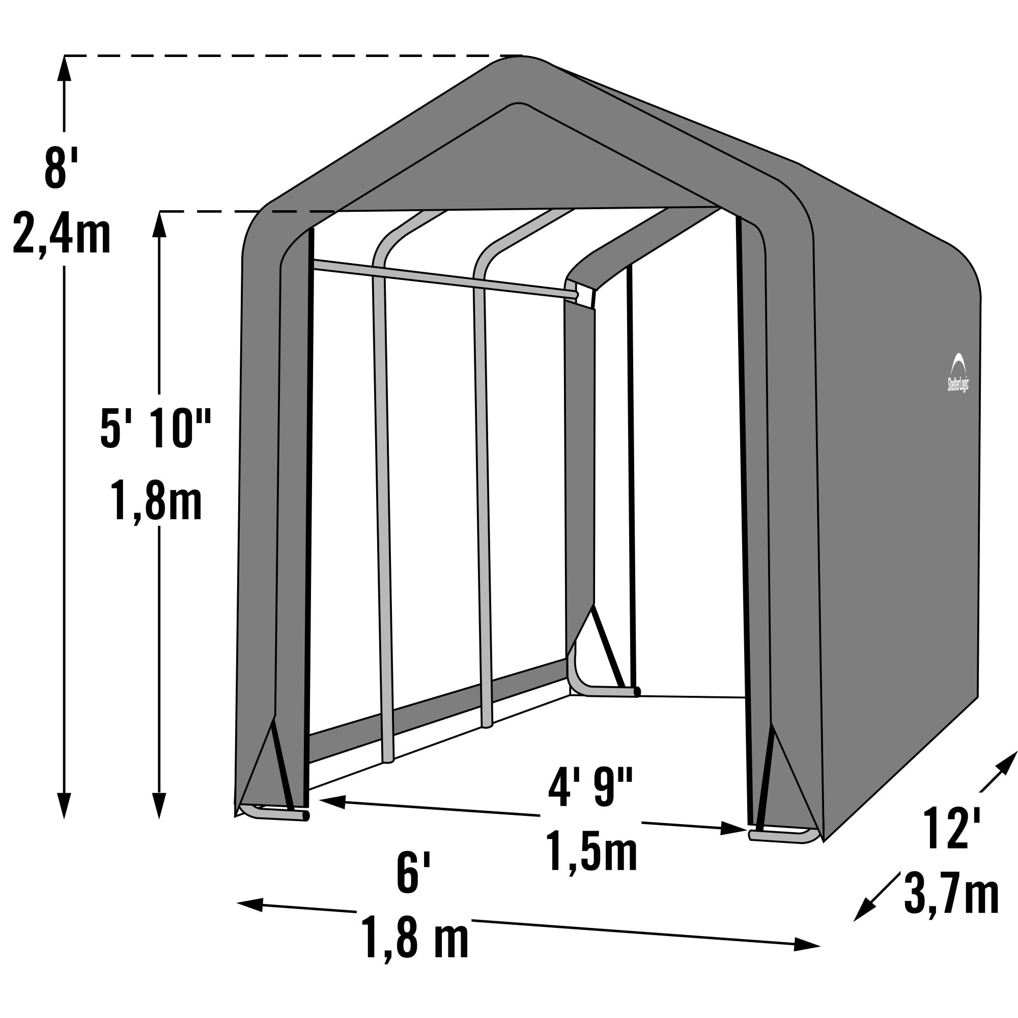 Shed-in-a-Box 6 x 12 x 8 ft Gris