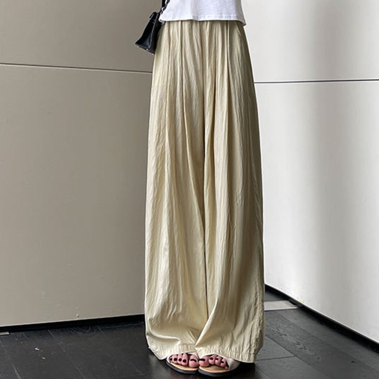 Mrat Dress Pants Women Silk Wide Leg Pants Womens Slim Dress Pants Wide Leg Pants Plus Size High Waist Dress Pant for Ladies Business Trousers Thin