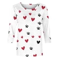 thumbnail image 4 of Plus Size Tops for Women under $5 3/4 Sleeve Round Neck Pullover Love Dog Claw Printed Casual Print Blouse Red 2XL, 4 of 4