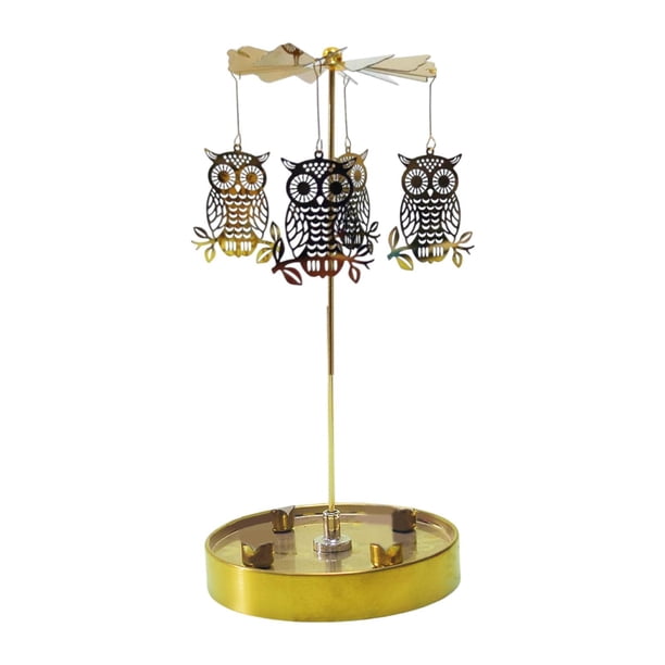 Candelabro giratorio, vela de pilar giratoria, decoración con bandeja, regalo ideal, centro de mesa para la mesa de comedor de familiares y amigos Ave nocturna