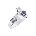 thumbnail image 4 of RYLOS Rings 14K White Gold Claddah Love, Loyalty & Friendship Heart 6MM Gem Irish Wedding Band Claddagh Rings February Amethyst Jewelry Size 12, 4 of 8