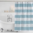 thumbnail image 3 of Blue Striped Shower Curtain, Waterproof Shower Curtains for Bathroom, Rustic Farmhouse Stripes Washable Fabric Bathtub Curtain Set Bath Decor with 12 Hooks Long 72"x84", 3 of 8