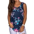 thumbnail image 2 of Chaleco de mujer Boho Camiseta sin mangas con estampado floral Camiseta con cuello en V, Azul marino, XL sidaley AP002566-19, 2 of 7