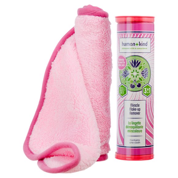 Human+Kind Miracle Make-Up Remover | Super-Soft Skin Cleansing and Face Exfoliating Wash Cloth | Eliminates Smear-Proof
