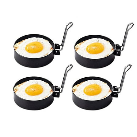 

4 PCS Nonstick Stainless Steel Handle Round Rings Shaper Pancakes Molds Ring Egg Steamer ViLaViDe