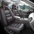 thumbnail image 2 of Leather Car Seat Covers Full Set, Breathable and Waterproof Seat Covers for Cars, Car Seat Protector fit Most Cars, Black, 2 of 10