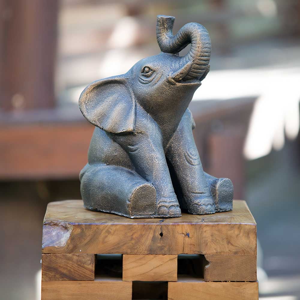 Happiness Good Luck Elephant Statue Home Garden Decor Zen Garden