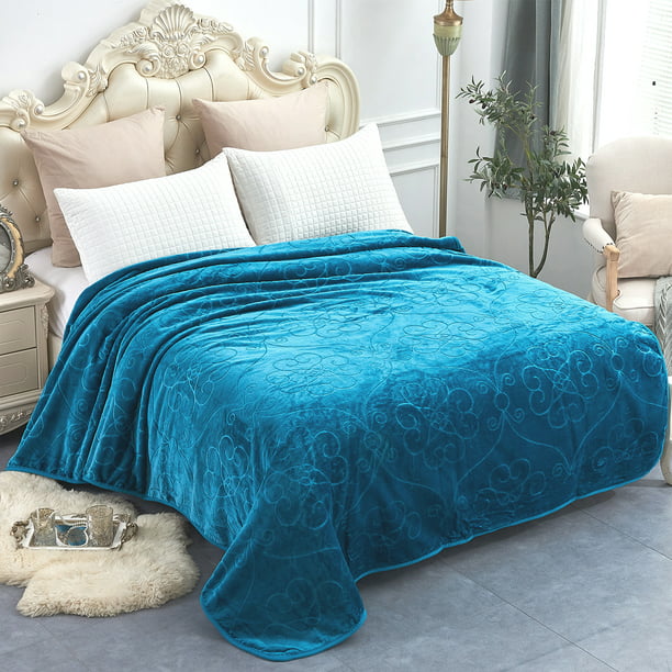 Plush Fleece Blanket, Lightweight Embossed Bed Blanket,Full/Queen 75