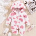 thumbnail image 2 of UAMVSH Newborn Baby Jumpsuit Fleece Sherpa Winter Long Sleeve Hooded Romper Comfy Soft Heart Print Cute Onesies for Baby Girl, 2 of 6