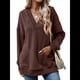 thumbnail image 2 of Sudadera con Capucha para Mujer, Cuello en V, para Invierno y Otoño. Color Café L, 2 of 8