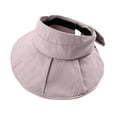 thumbnail image 2 of Helii Women Crownless Open Top Sun Hat Wide Brim UV Protection Ponytail Hat with Adjustable Bowknot Drawstring, Foldable Packable Floppy Beach Visor Cap Light Violet,One Size, 2 of 4