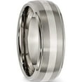 thumbnail image 4 of Titanium/Silver Two-Tone Titanium Ridged Edge Sterling Silver Inlay 8mm Brushed/Polished Band (Size 13.5) Made In China tb16-13.5, 4 of 5